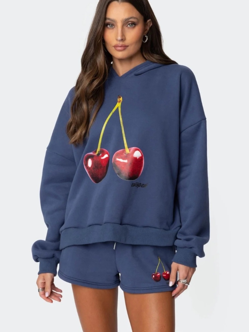 EDIKTED SET Mon Cherie Hoodie And Shorts Size Small $130